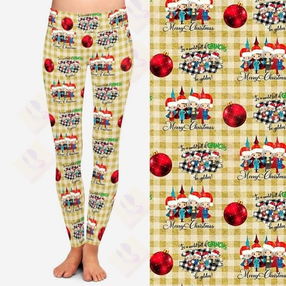 Brand New Women's Golden Christmas Leggings S/M - Picture 3 of 3